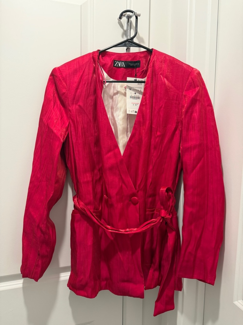 Zara Fuchsia Wrap Blazer with Tie Belt